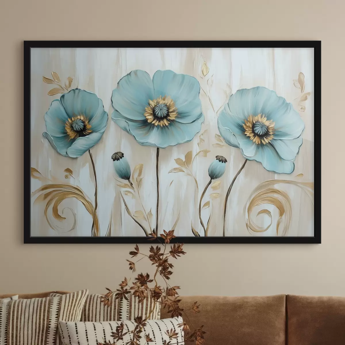 Poster Fiori blu nello stile della pittura a olio f41830