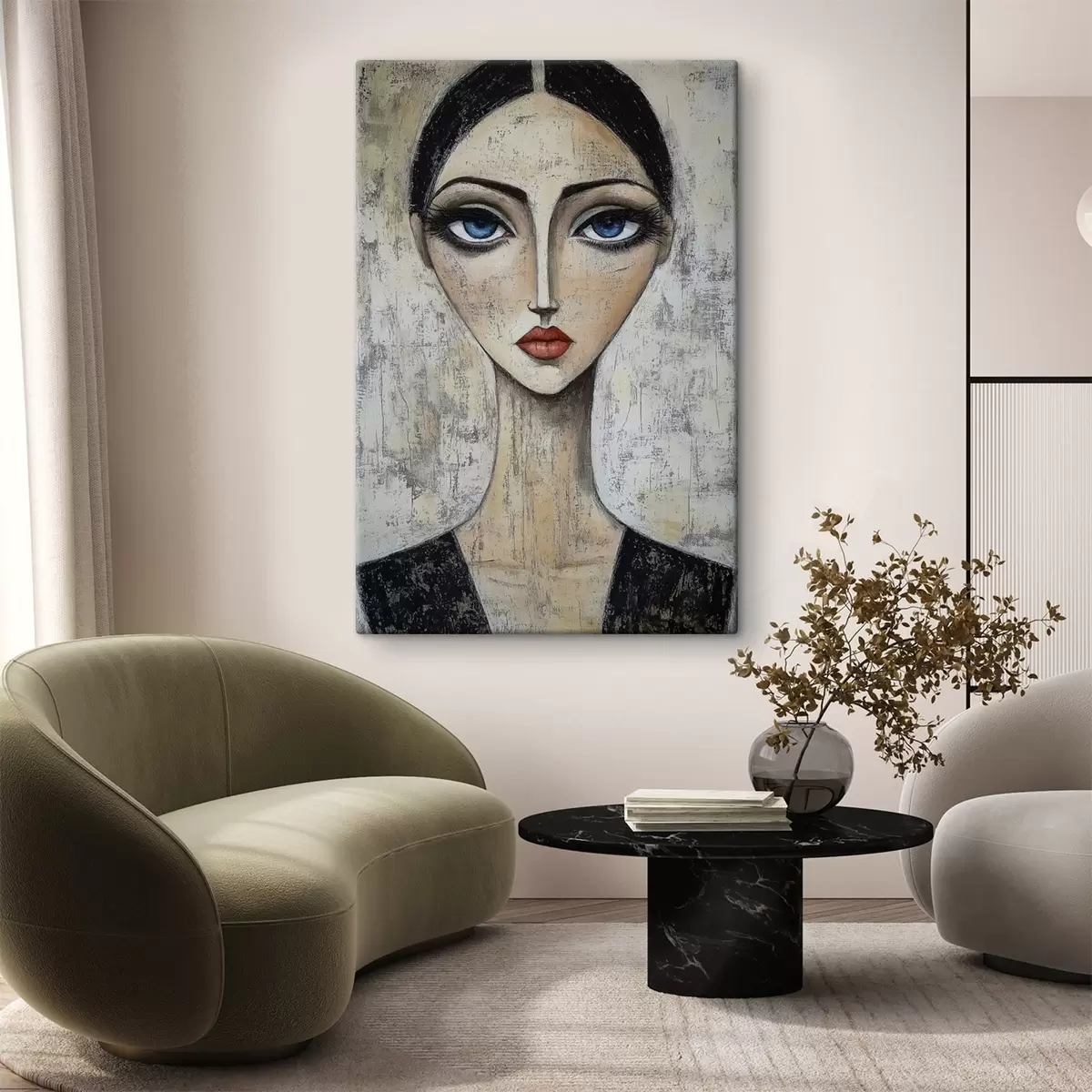 carta da parati Ritratto di donna con occhi espressivi in una tecnica stilizzata nr. s41811