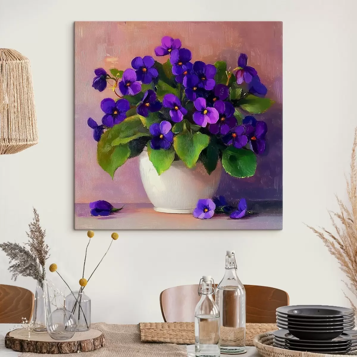 carta da parati Violette viola in vaso bianco nr. s41823