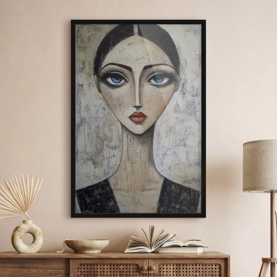 carta da parati Ritratto di donna con occhi espressivi in una tecnica stilizzata nr. f41811