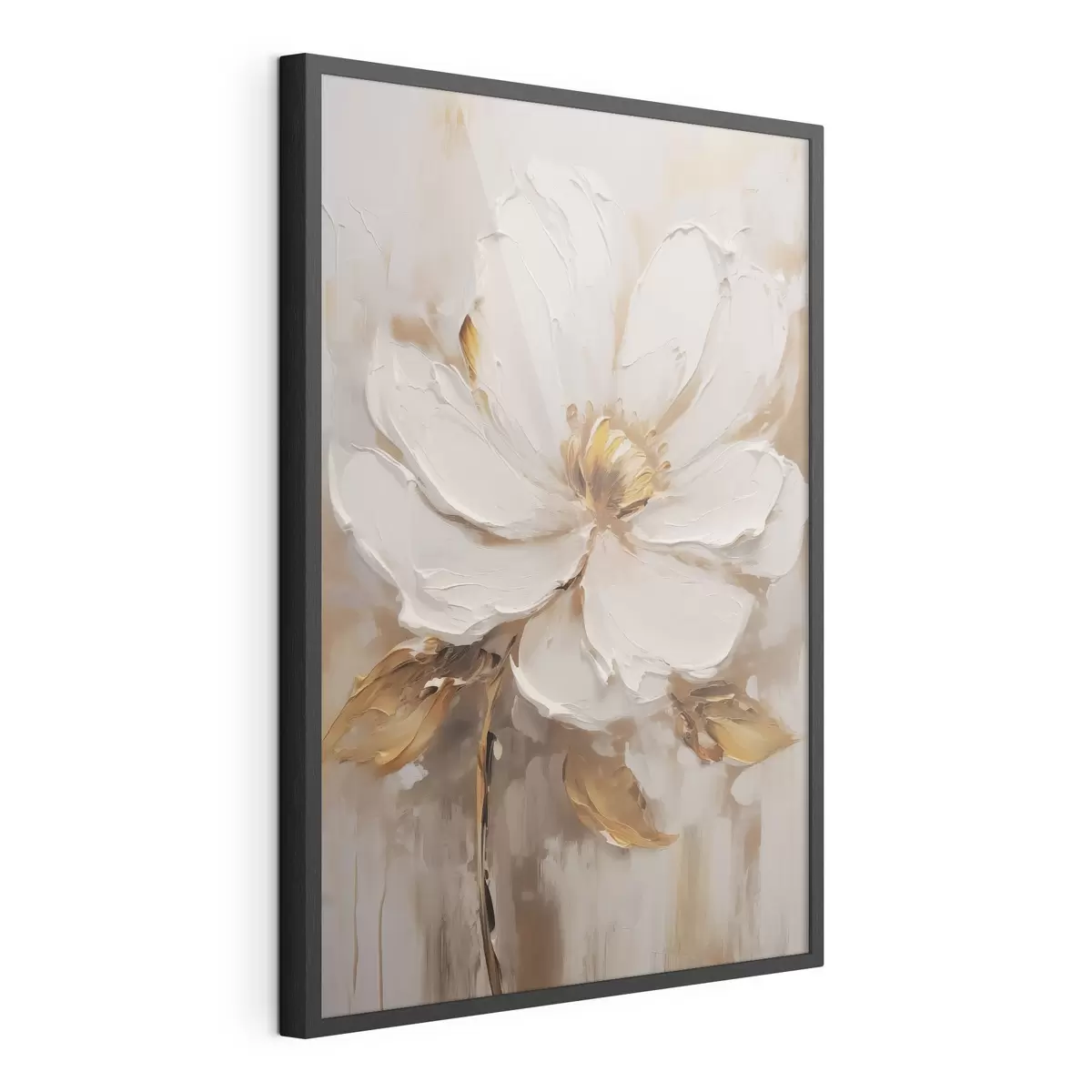 Poster Un fiore bianco con sfumature gialle su uno sfondo strutturato f41820