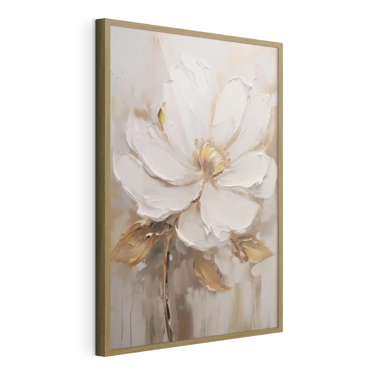 Poster Un fiore bianco con sfumature gialle su uno sfondo strutturato f41820