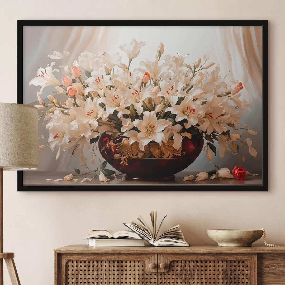 Poster Bouquet di fiori in vaso volumetrico rosso f41510