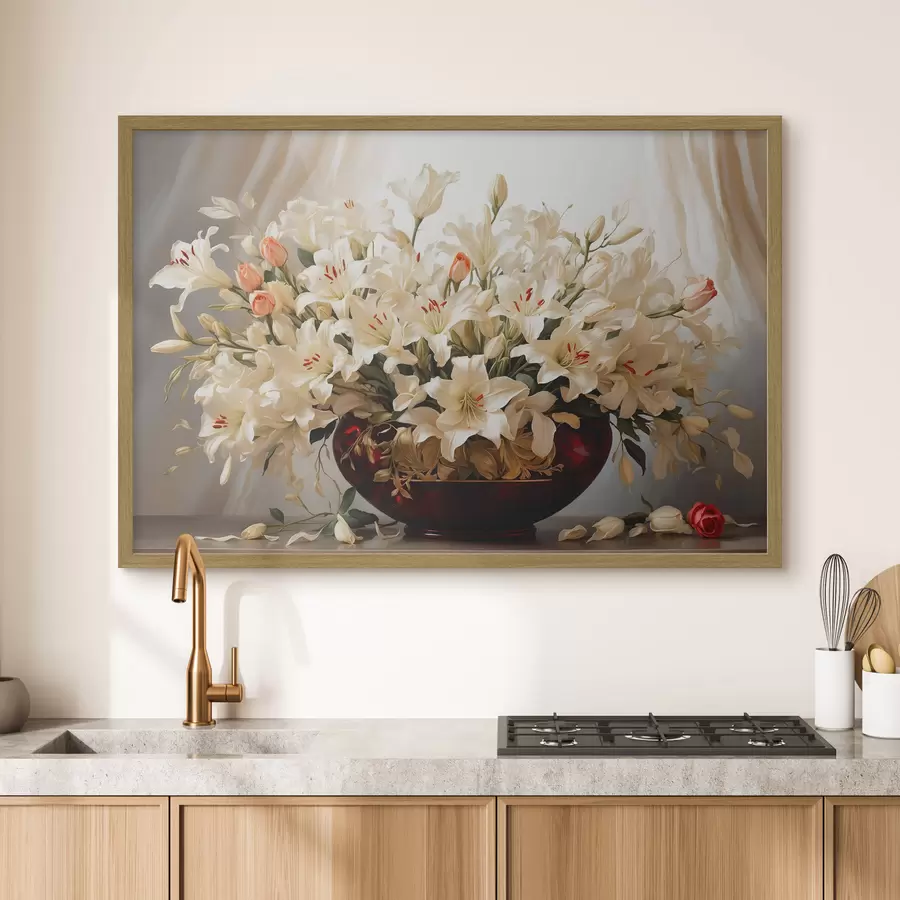 carta da parati Bouquet di fiori in vaso volumetrico rosso nr. f41510