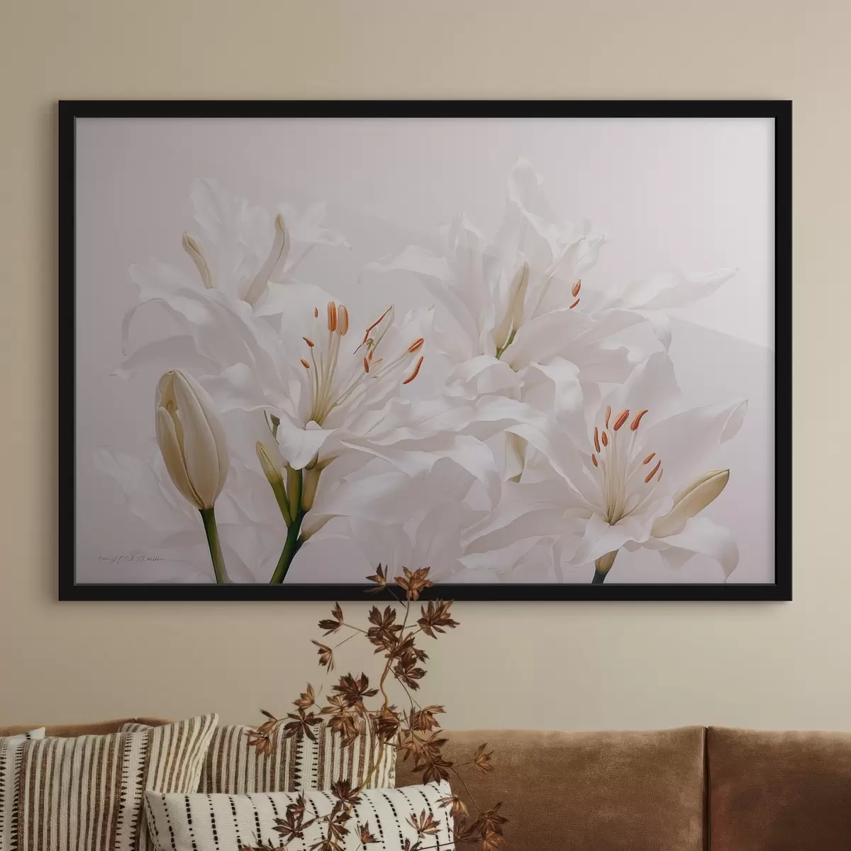 Poster Gigli bianchi su sfondo bianco f41513