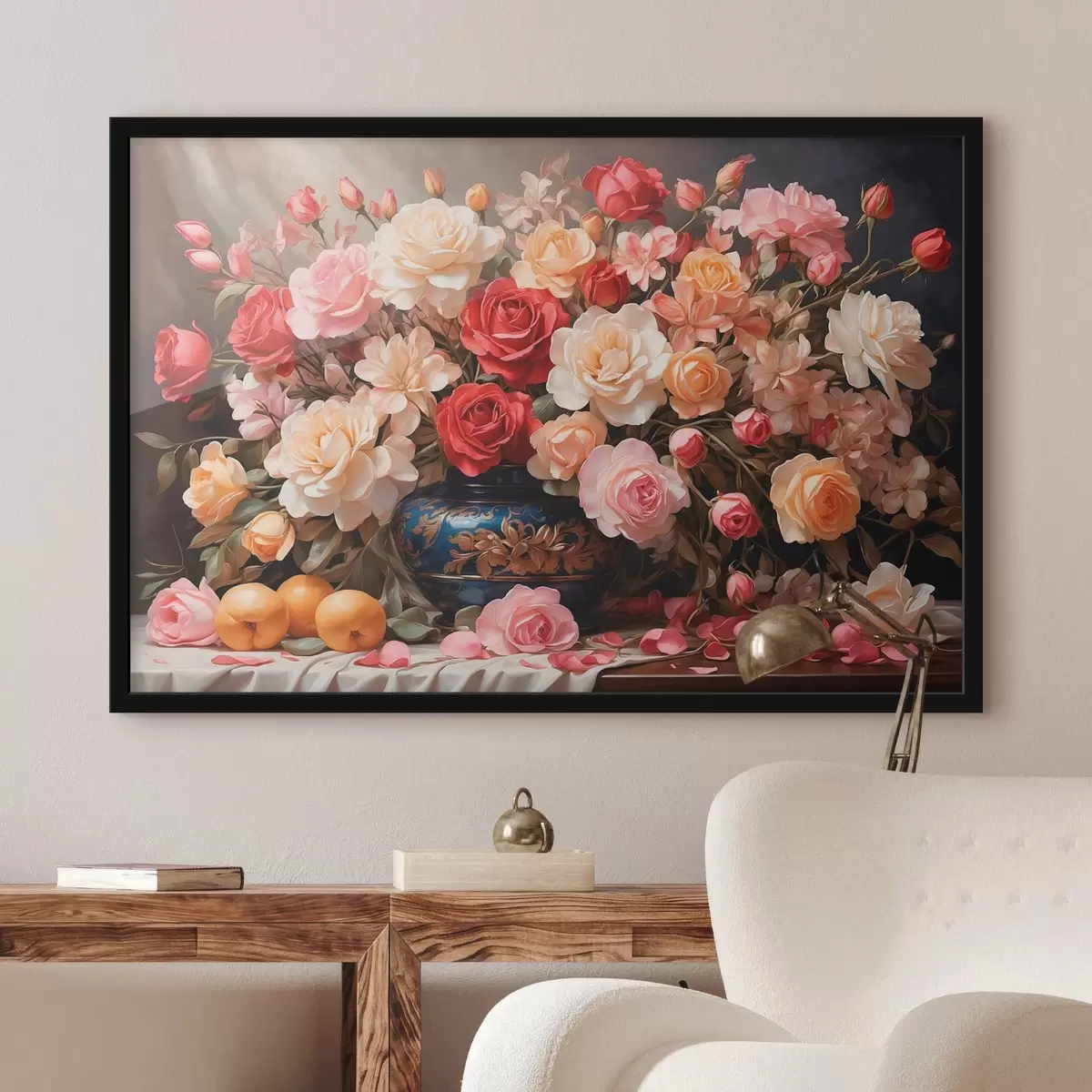 Poster Bouquet di fiori in un vaso volumetrico blu f41518