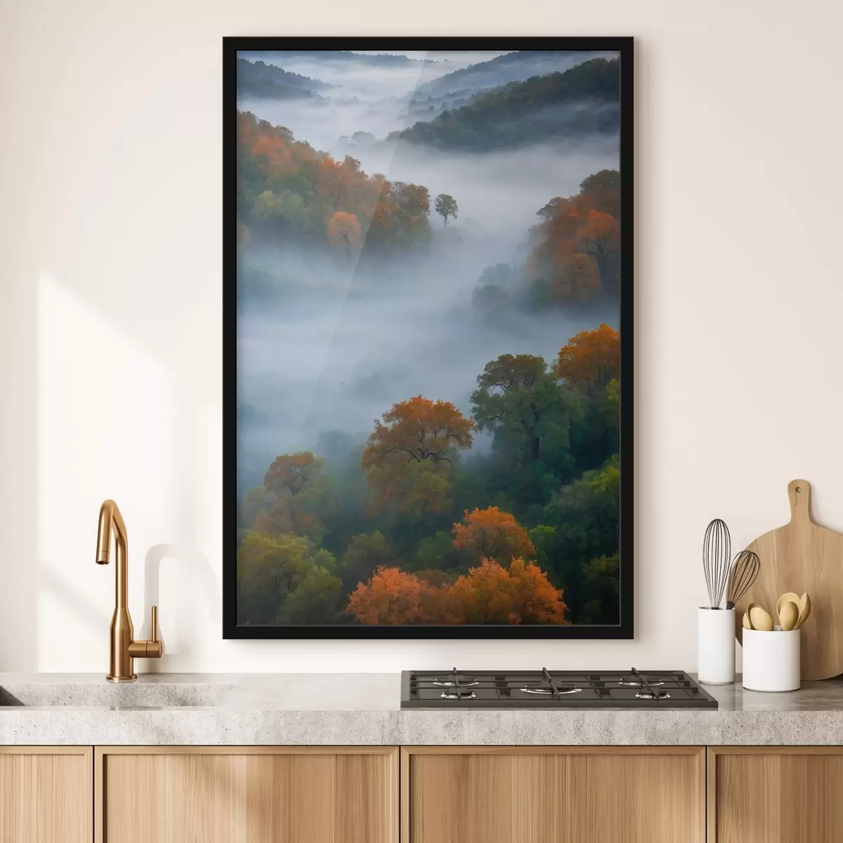 Poster Nebbia sul fianco della montagna f41595