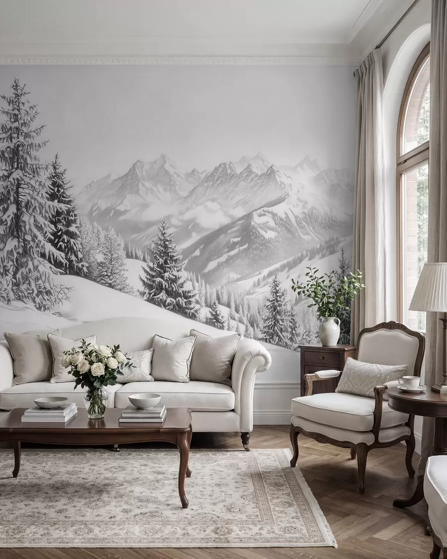 Carta da parati nature Vista sui monti innevati 
