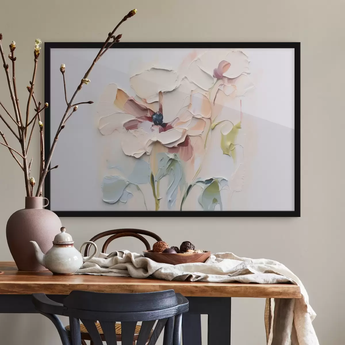 Poster Fiori astratti imitazione di tratti di vernice con texture su sfondo f41850