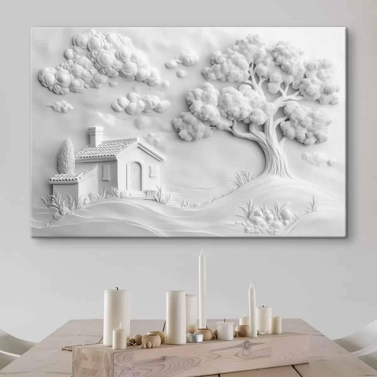 carta da parati imitazione 3D di stucco di una casetta del villaggio nr. s41878