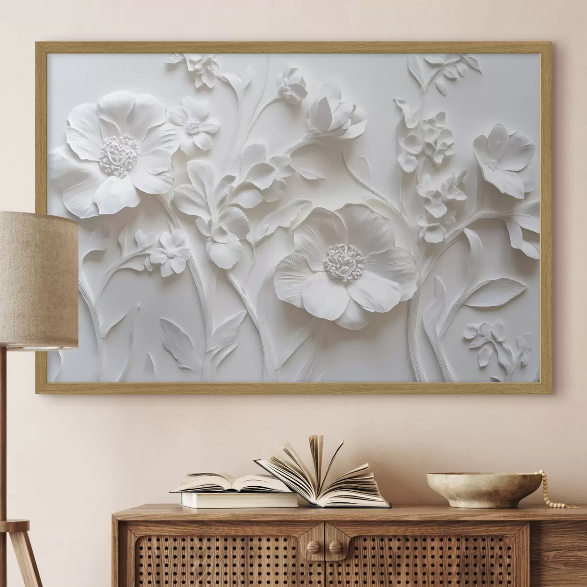 Poster Fiori di stucco bianco f41867