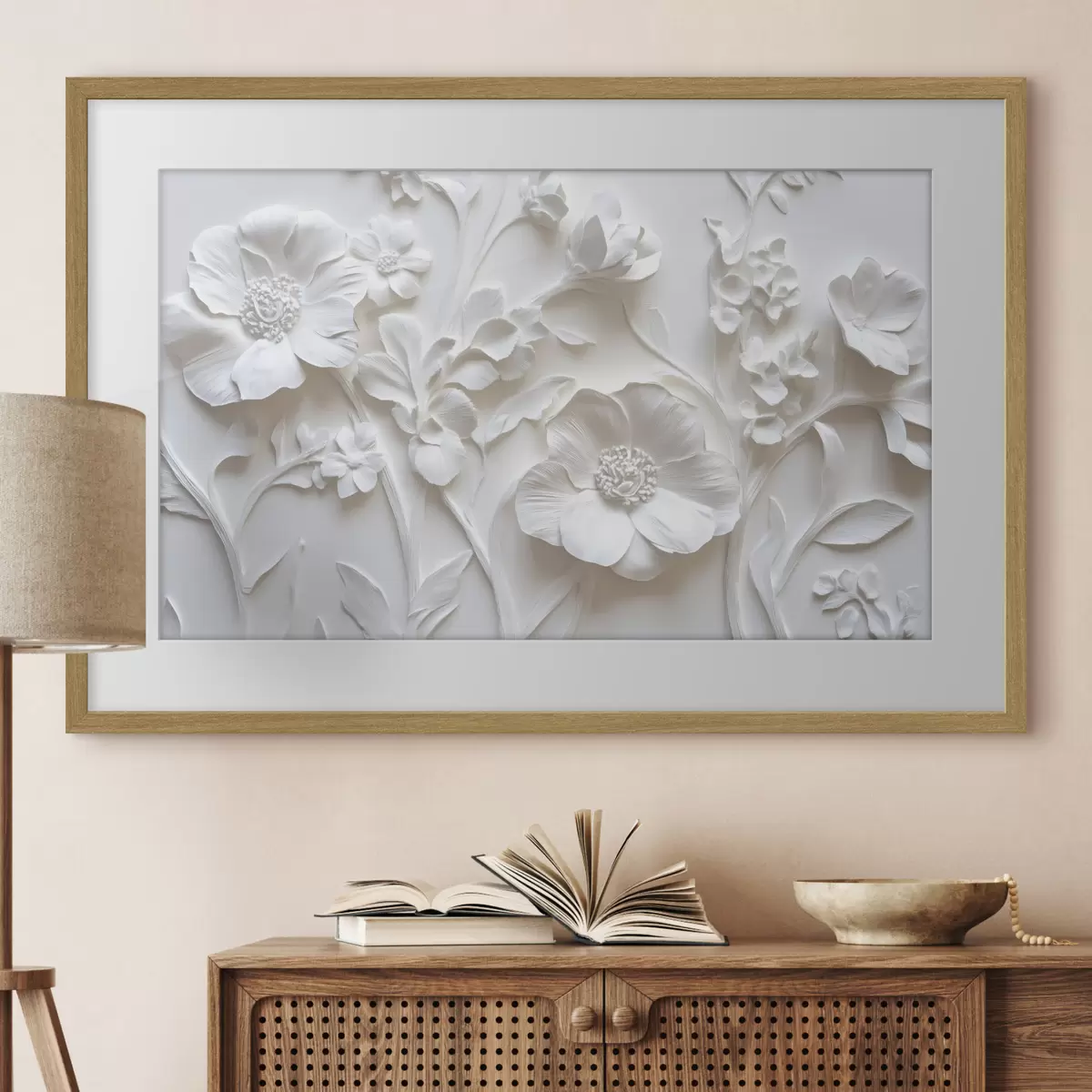 Poster Fiori di stucco bianco f41867