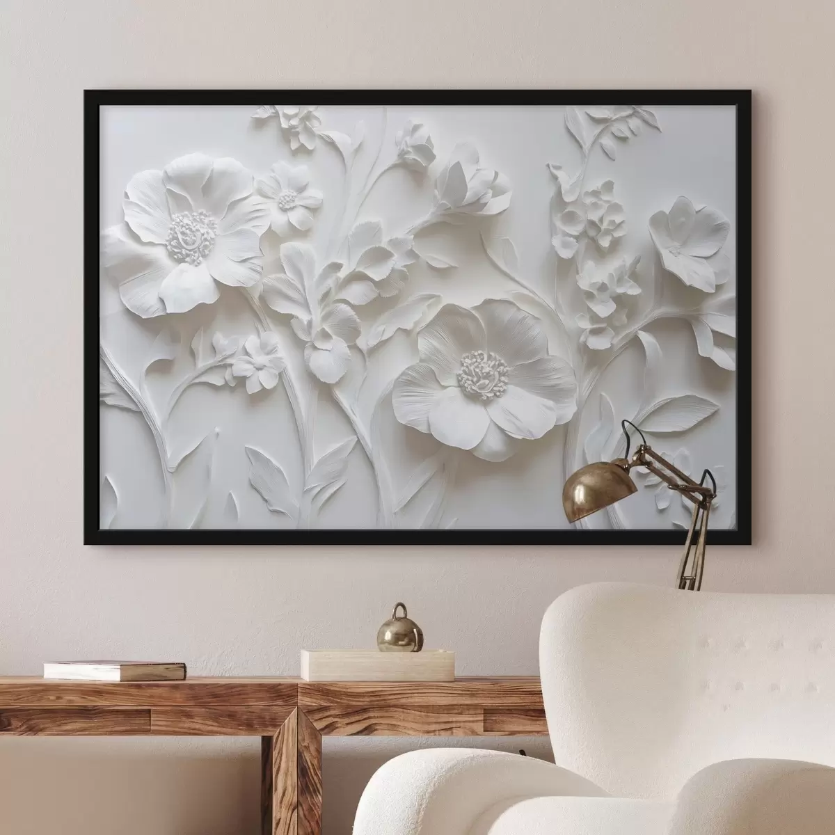 Poster Fiori di stucco bianco f41867