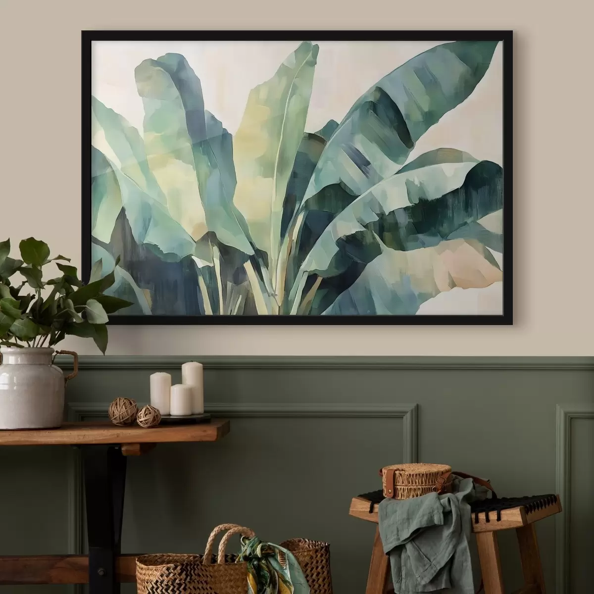 Poster Grandi foglie tropicali in stile acquerello f41874