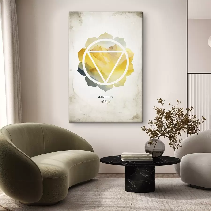 carta da parati Manipura chakra, chakra giallo, esoterico, meditazione, buddismo, montagne in stile acquerello nr. s41882