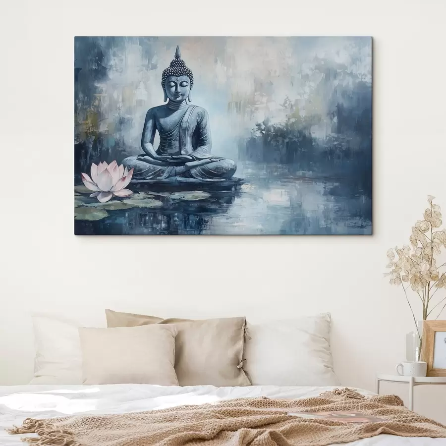 carta da parati Statua di Buddha, meditazione, buddismo, fiore di loto, stile arilico, spirituale nr. s41892