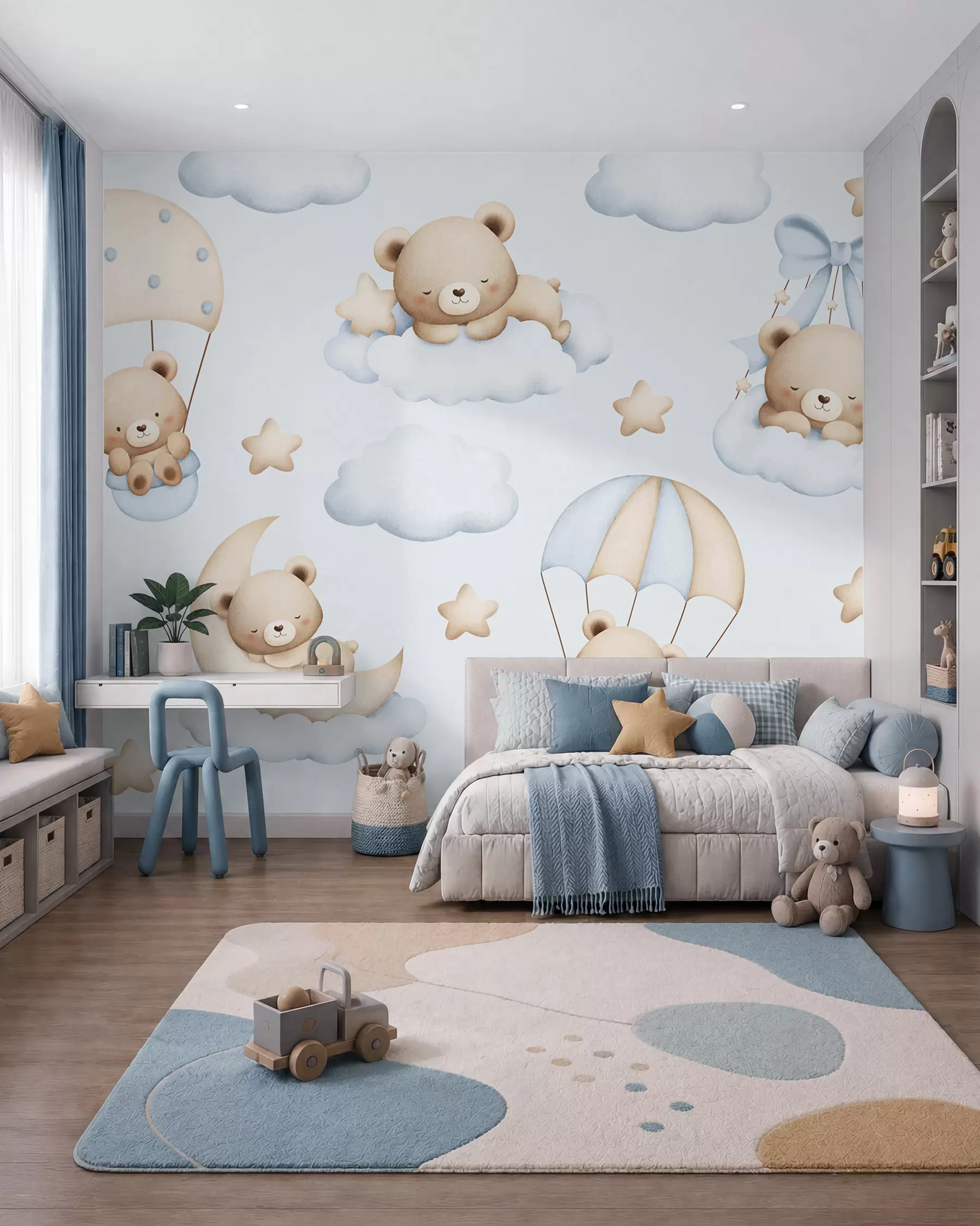 Carta da parati per Bambini Parata di orsetti nel cielo 