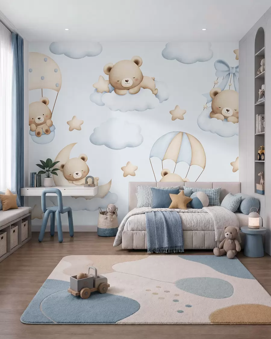 Carta da parati per Bambini Parata di orsetti nel cielo 