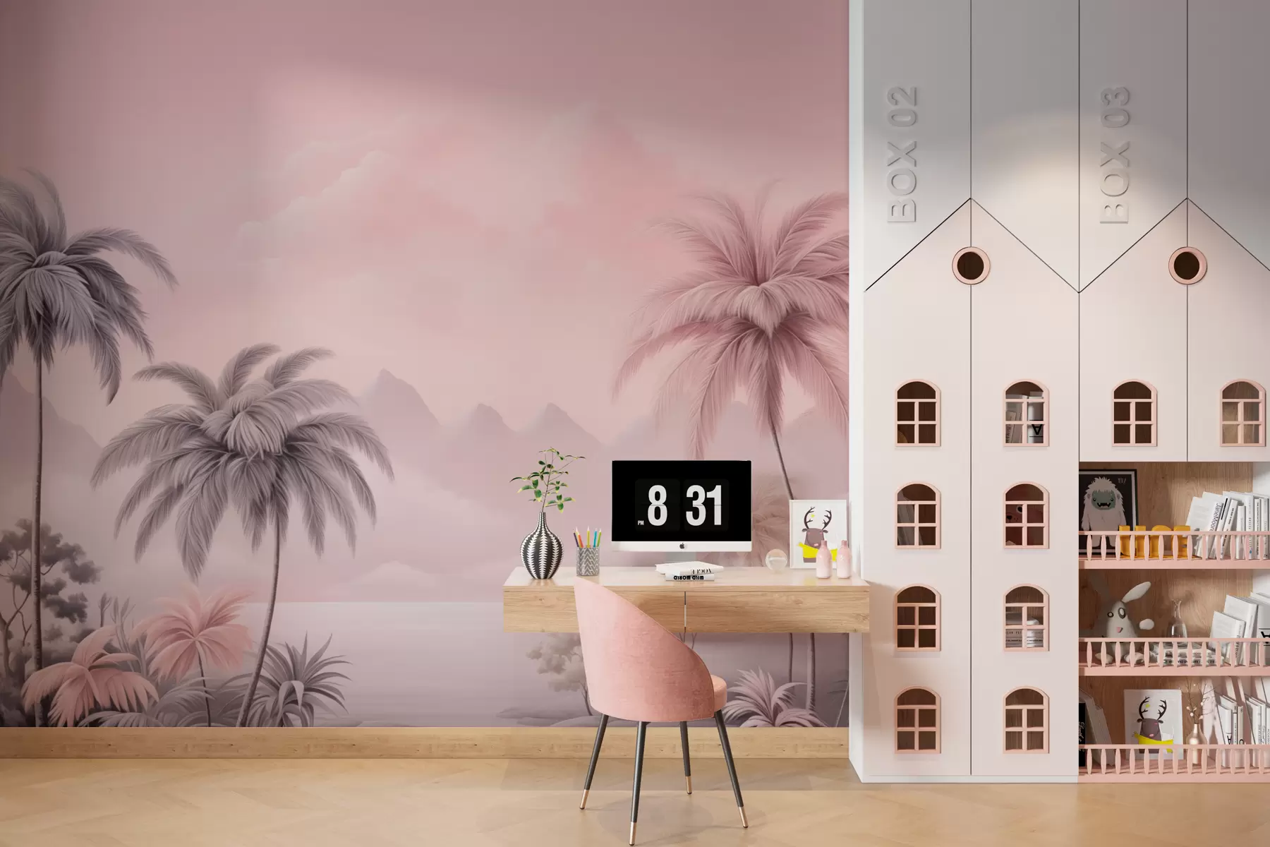 Carta da parati nature Tropici rosa 