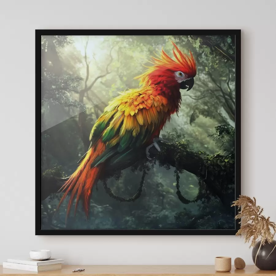 carta da parati Un pappagallo colorato nella giungla nr. f41967