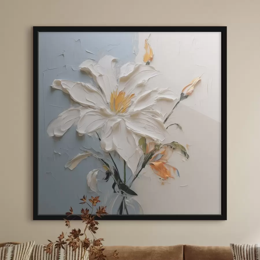 carta da parati Giglio bianco imitazione astratta delle pennellate nr. f41939