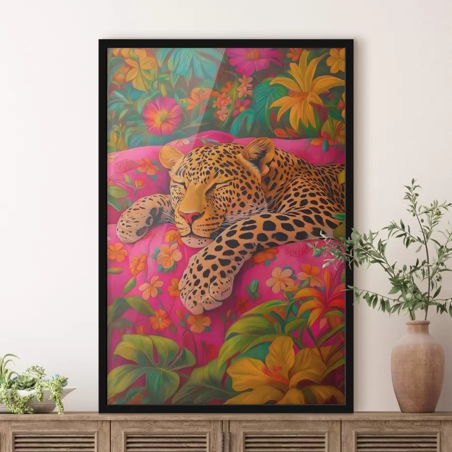 carta da parati Un leopardo addormentato tra i fiori nr. f41929