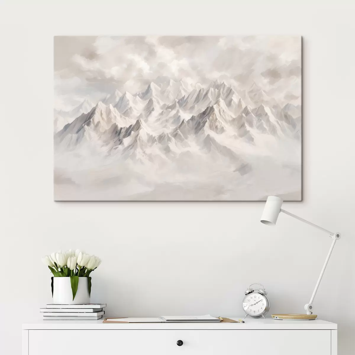 carta da parati Montagne bianche e innevate nella nebbia nr. s40629