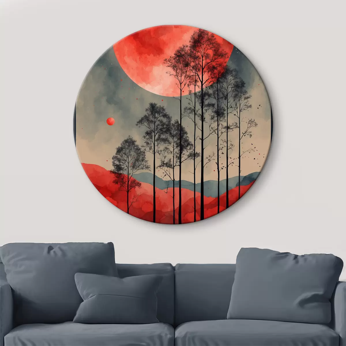 Quadri rotondi Una maledetta luna piena sulla foresta r38862