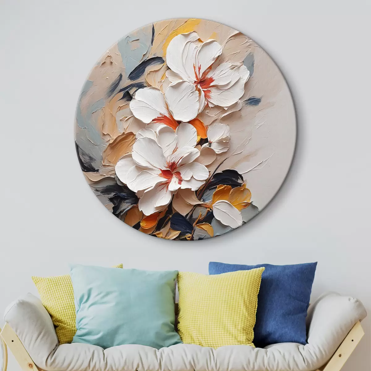 Quadri rotondi Fiori astratti ad olio r37330