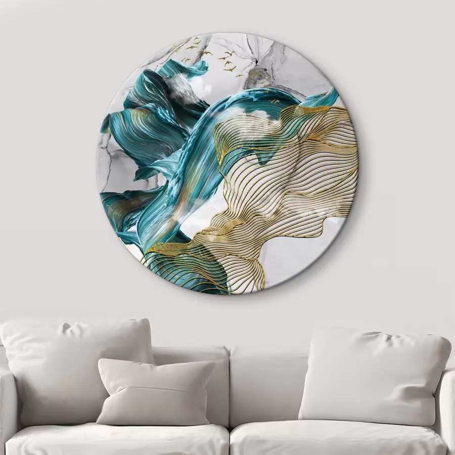 carta da parati Onde astratte con motivi di linea verde acqua e fluente nr. r35797