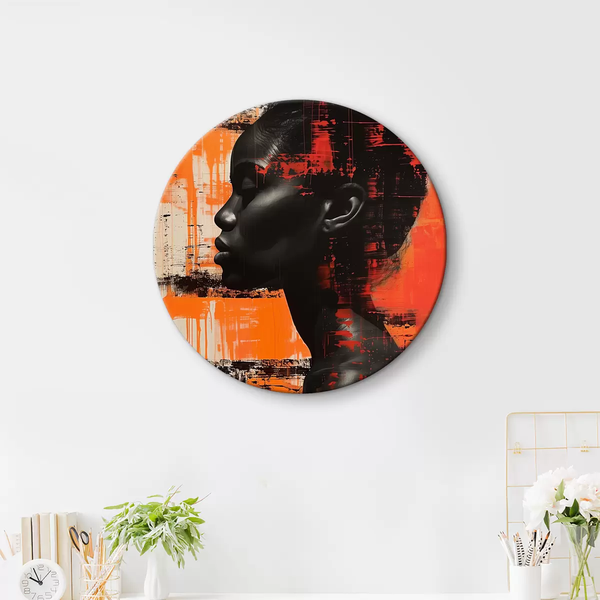 Quadri rotondi Donna afro r40204