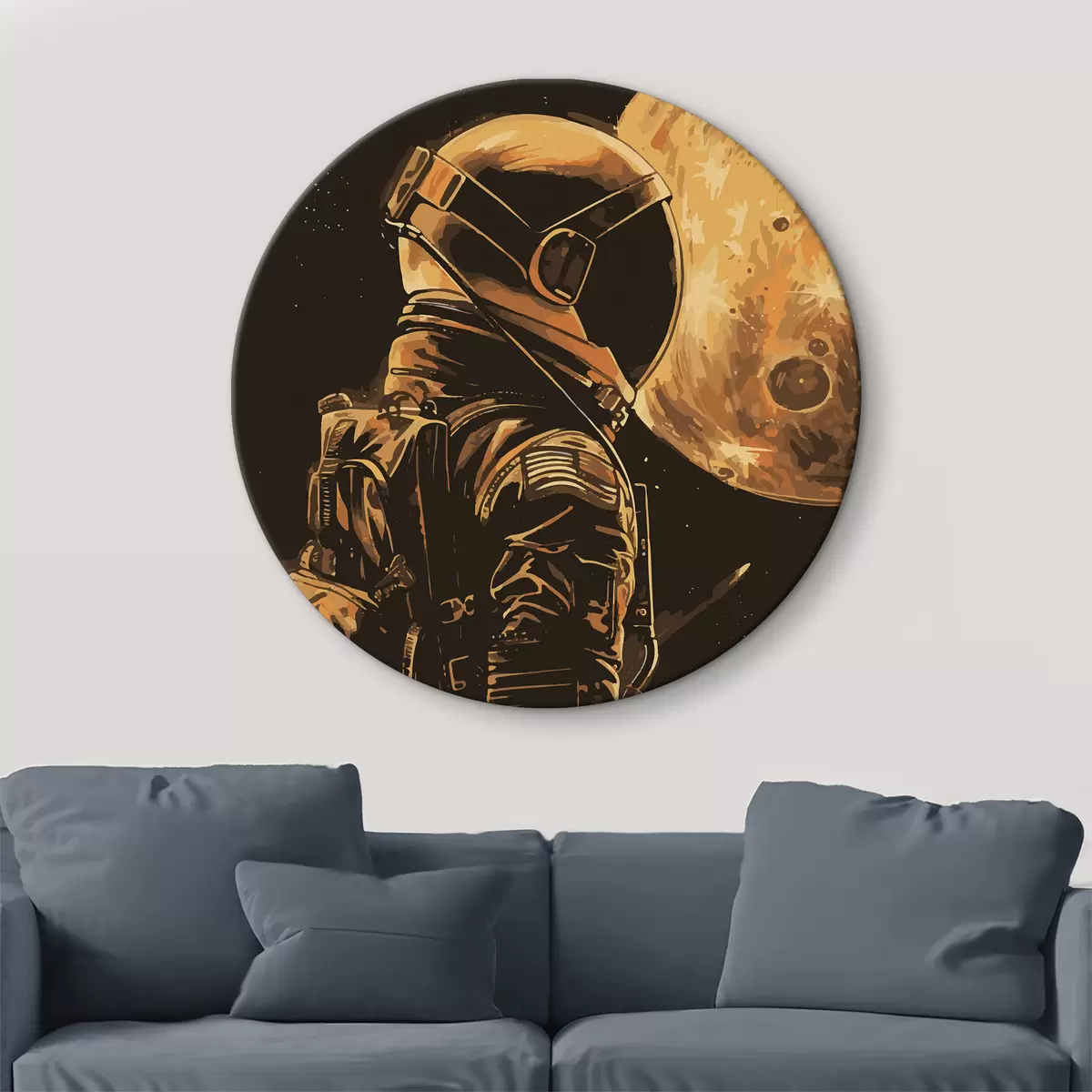 Quadri rotondi Astronauta che osserva il pianeta r38314