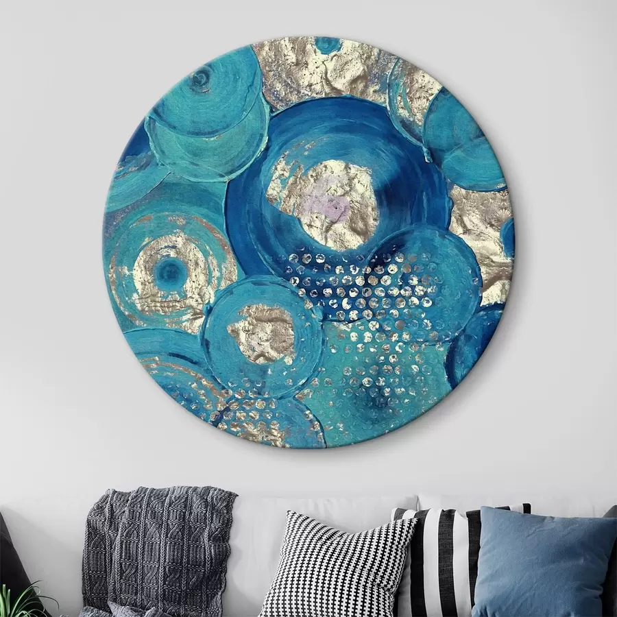 carta da parati Cerchi azzurri con puntini, colori a olio nr. r01035