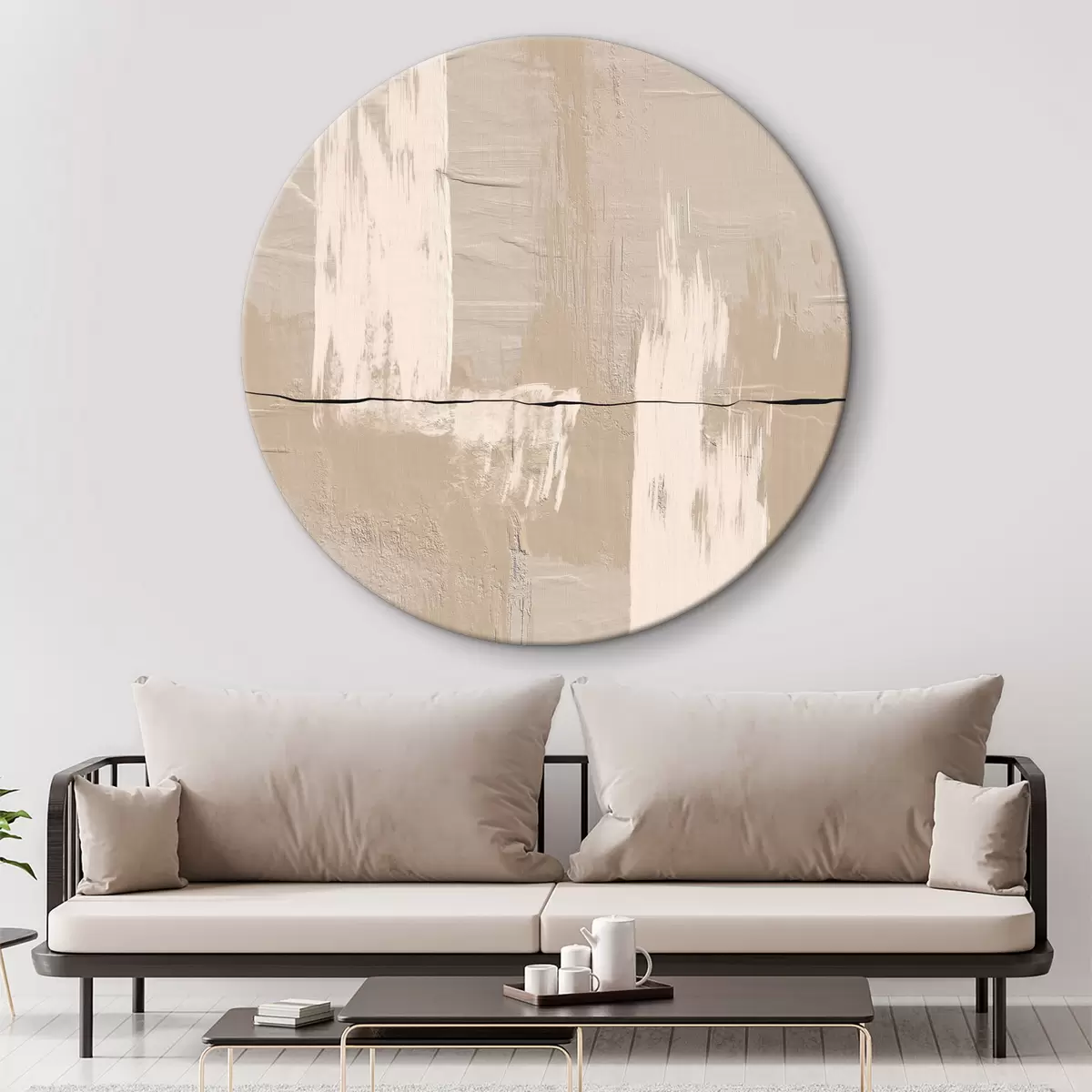 Quadri rotondi Astrazione beige r36304