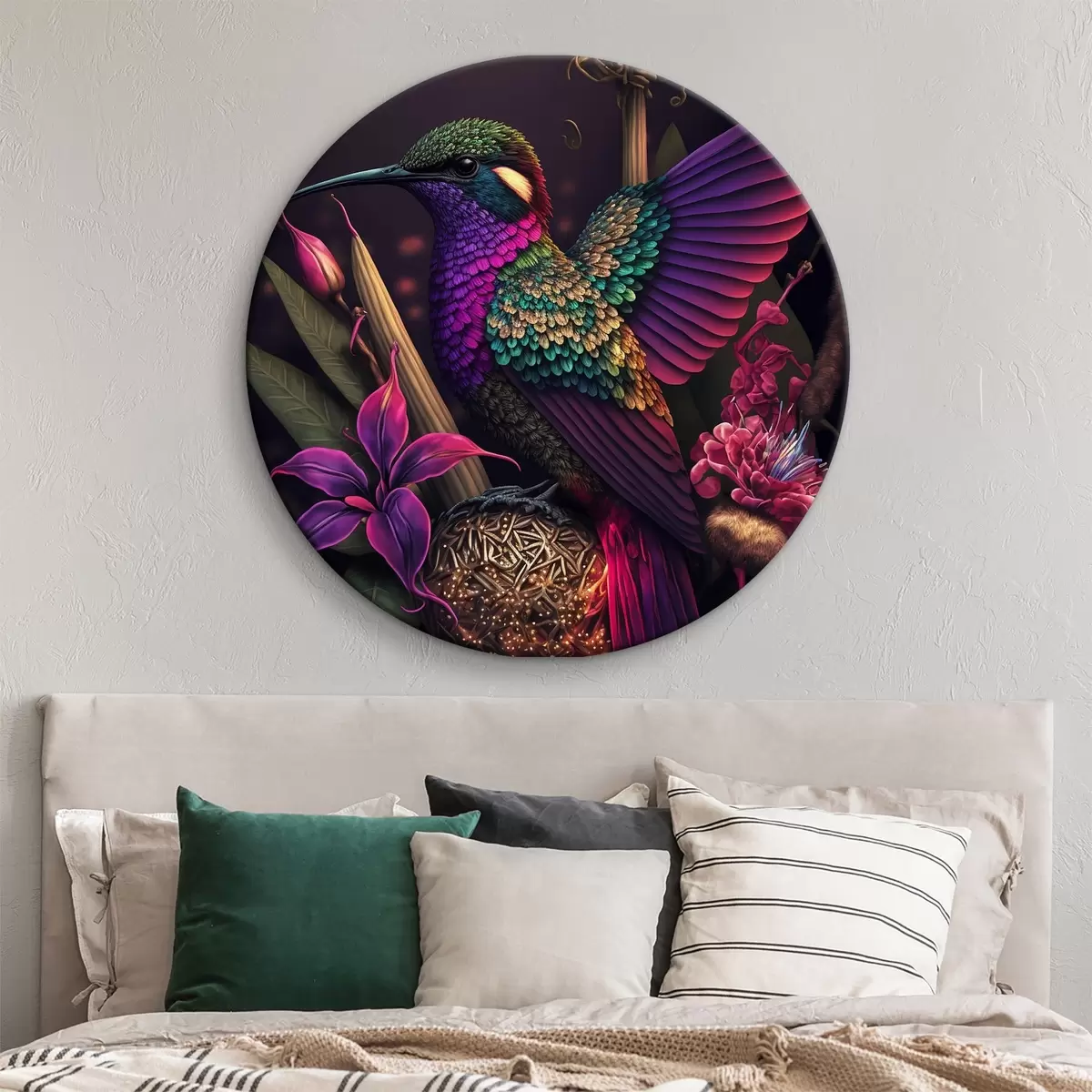 Quadri rotondi Uccello, viola e luce r33703