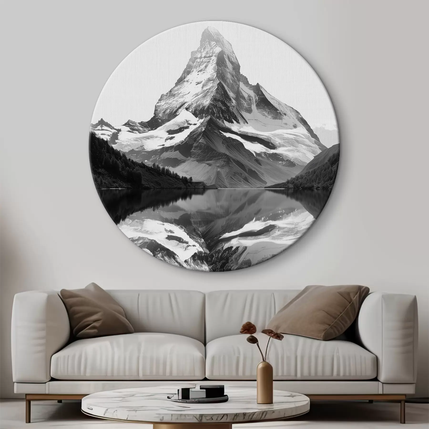 carta da parati Immagine in bianco e nero di una montagna in stile minimalista nr. r39638