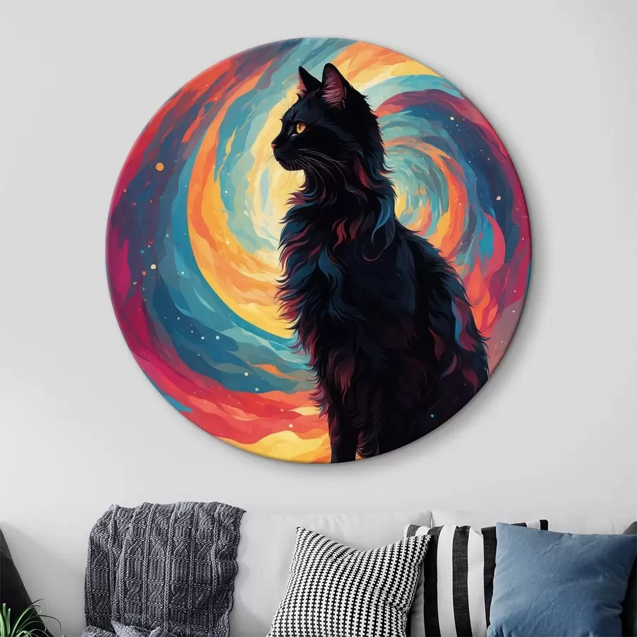 carta da parati Gatto nero sullo sfondo dello spazio nr. r39370