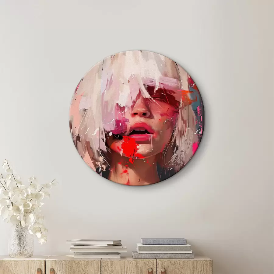 carta da parati Ragazza bionda con caschetto quadrato e vernice colorata nr. r40110