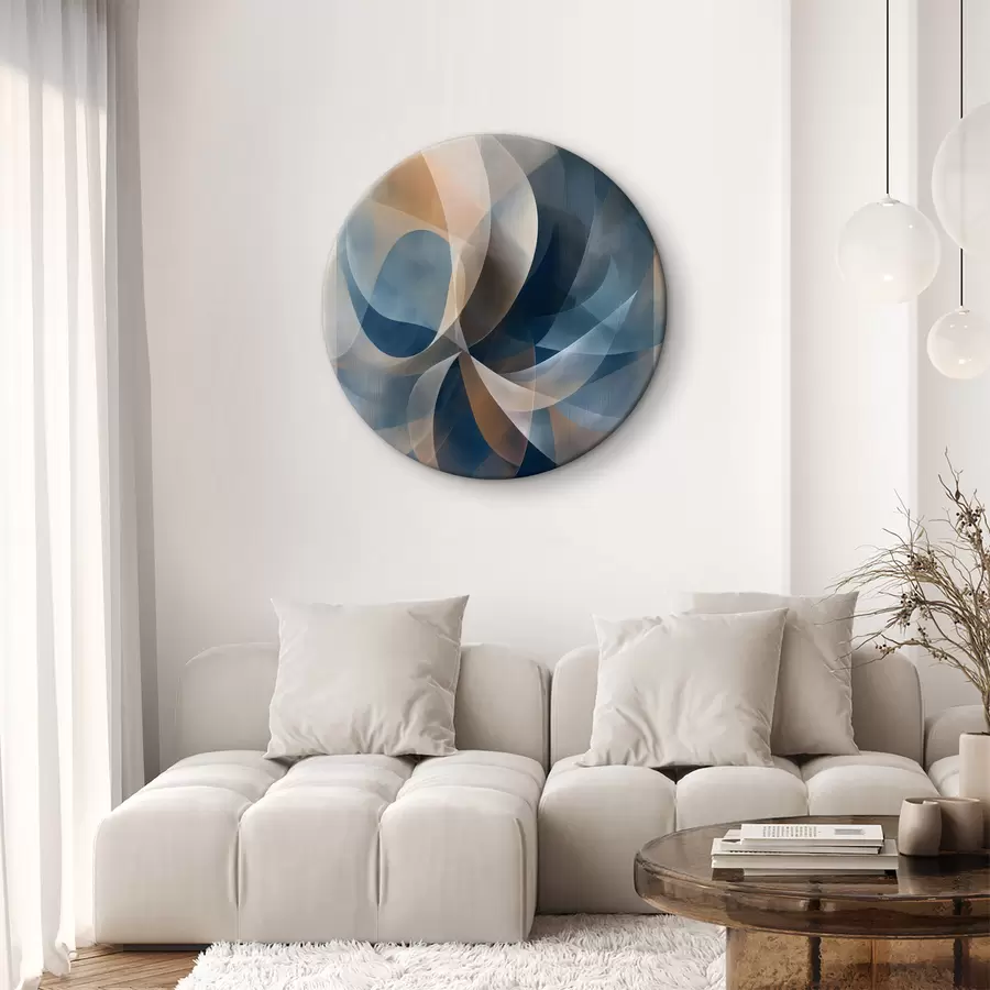 carta da parati fiore astratto blu beige nr. r40245