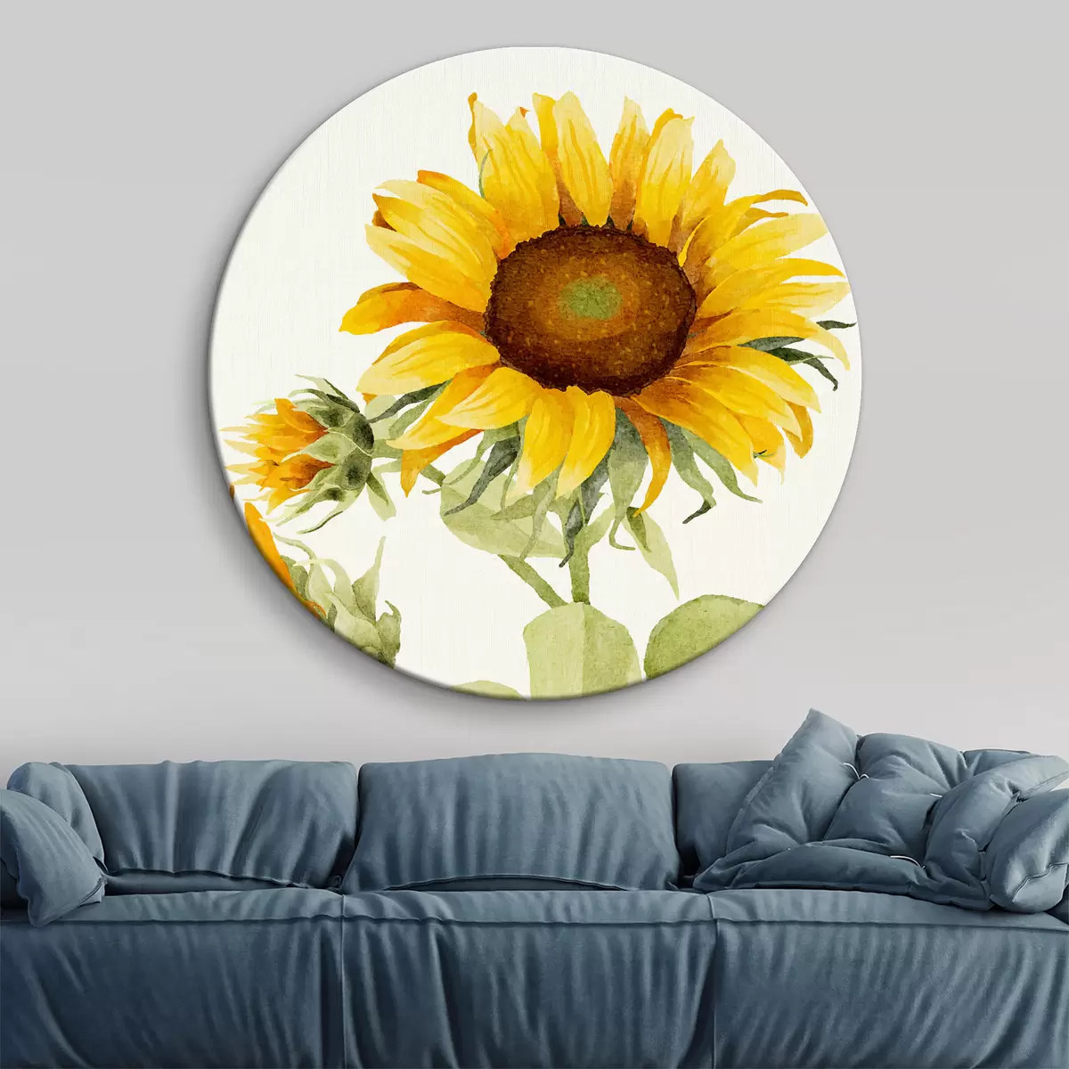 Quadri rotondi Girasole acquerellato luminoso r39341
