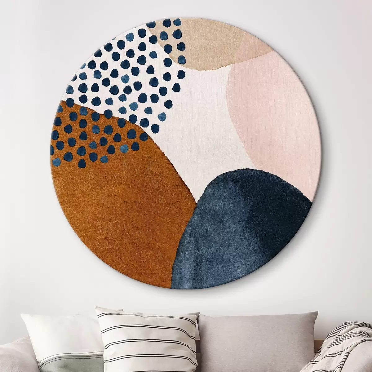 Quadri rotondi Strati cosmici: Blu profondo e accenti terrestri r35957