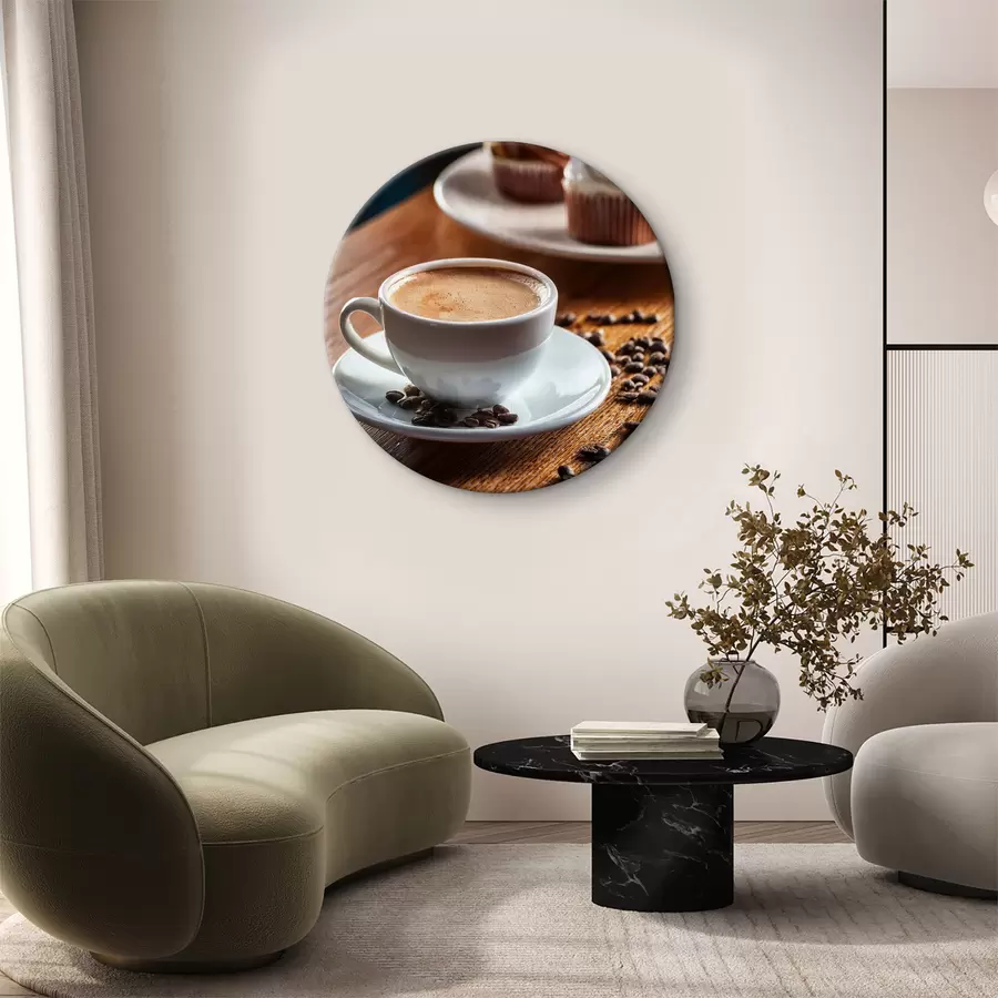 carta da parati tazza di caffè, chicchi di caffè, torte, natura morta nr. r40417