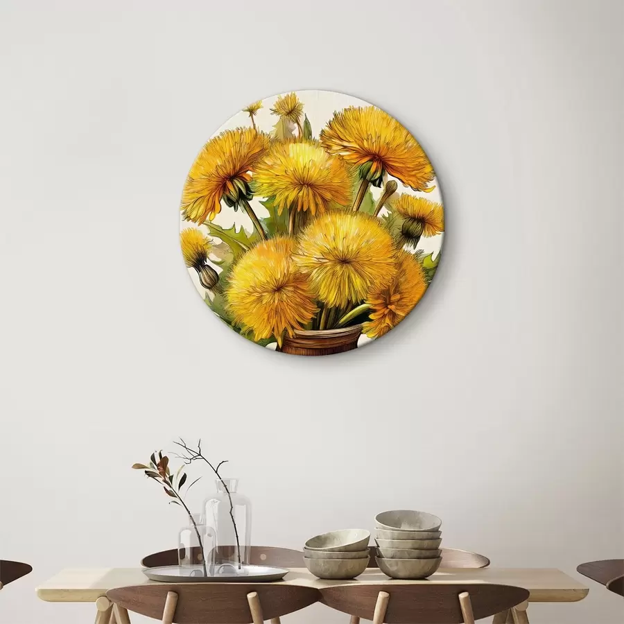 carta da parati denti di leone, mazzo di denti di leone in un vaso, denti di leone gialli nr. r40418