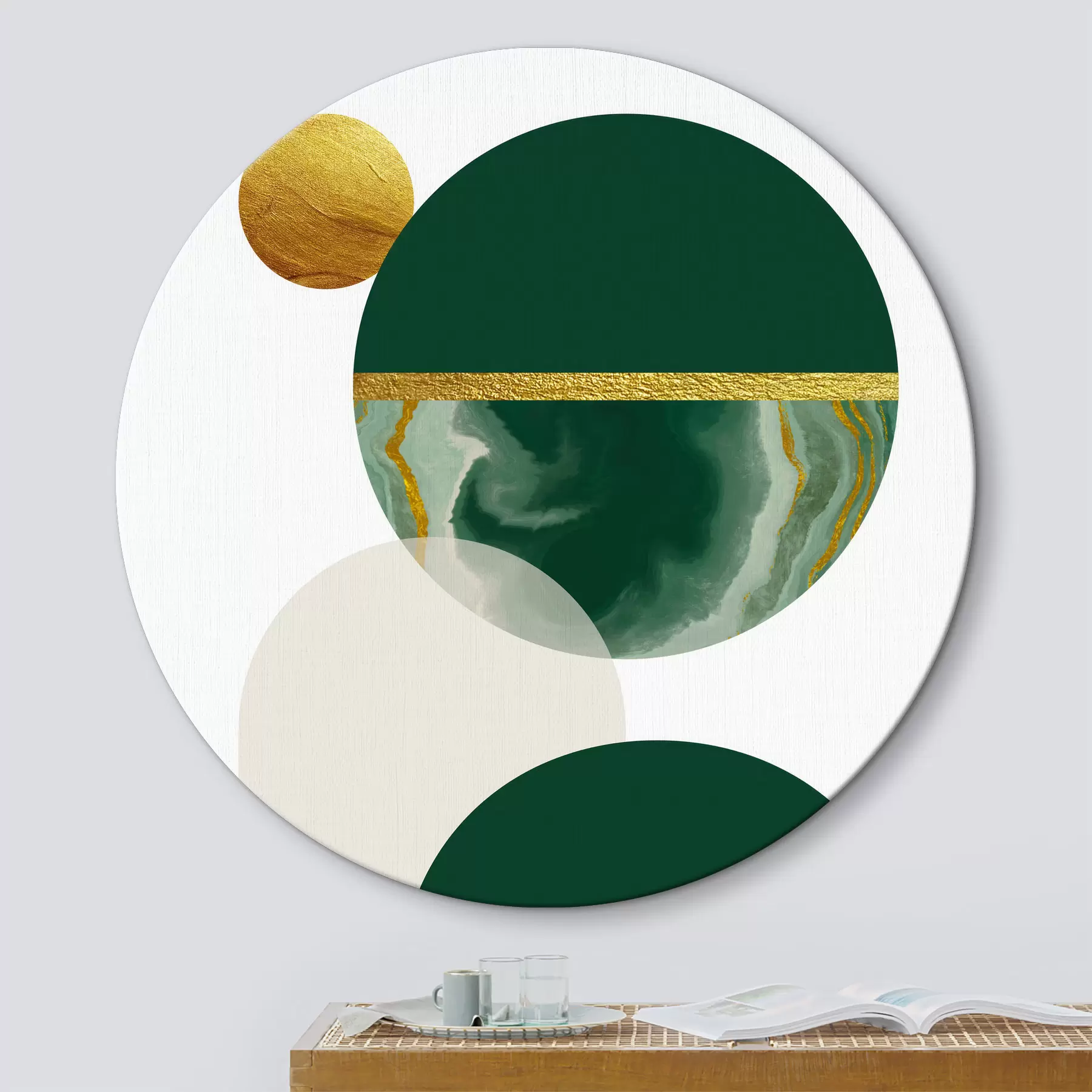 carta da parati Equilibrio di smeraldo: Design geometrico con toni naturali nr. r35985