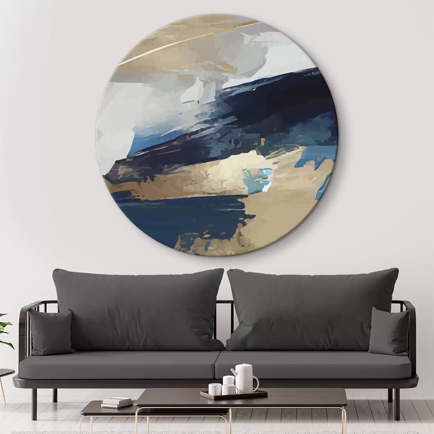 carta da parati Espressiva astrazione grigia e blu nr. r36621