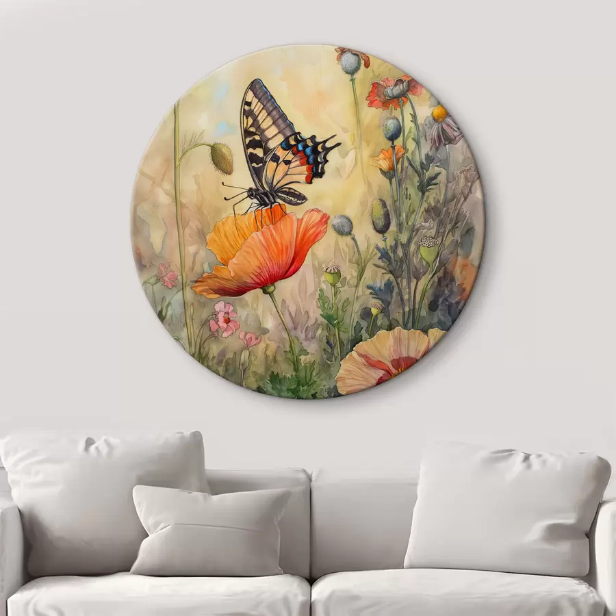 carta da parati Campo di papaveri e farfalle nr. r38520