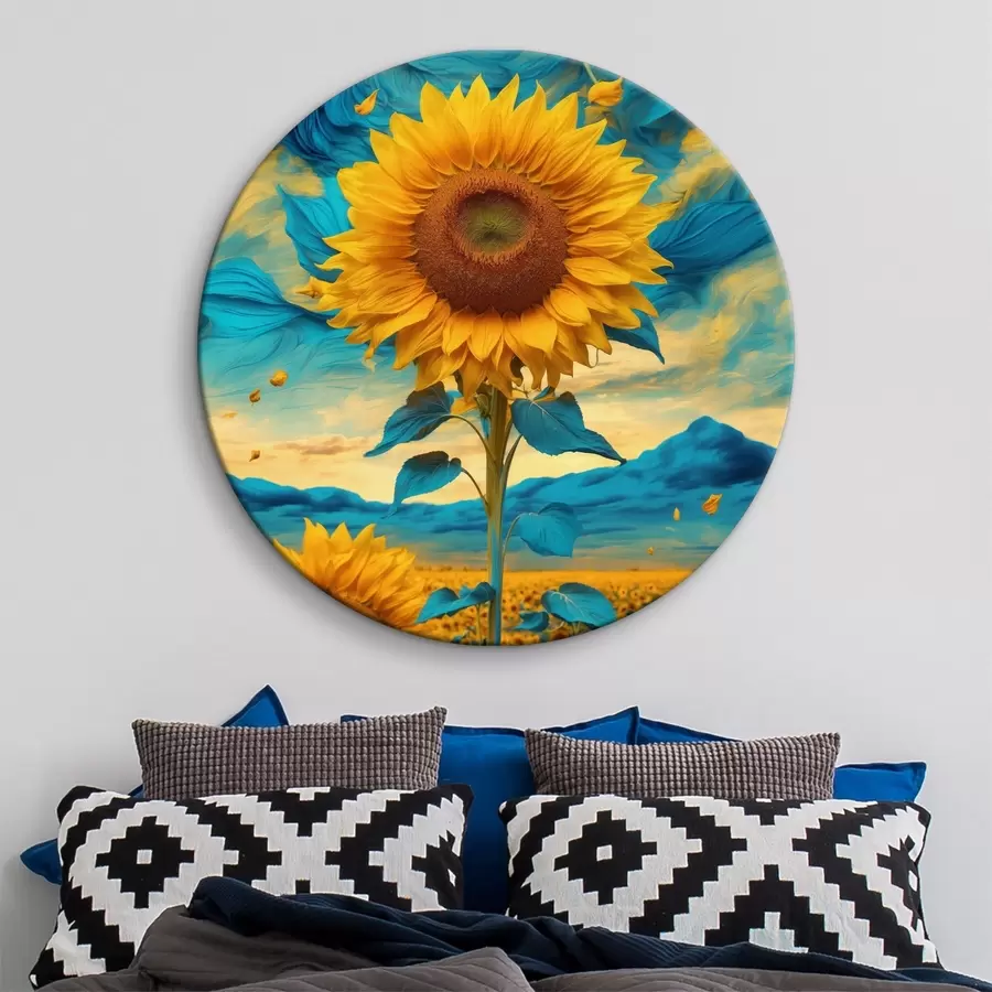 carta da parati Campo di girasoli sopra il cielo astratto nr. r39367