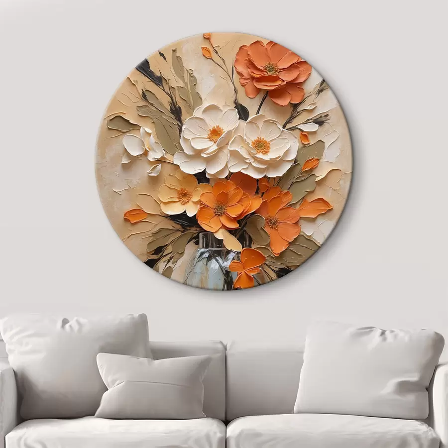 carta da parati Fiori in vaso in olio su fondo beige nr. r38673