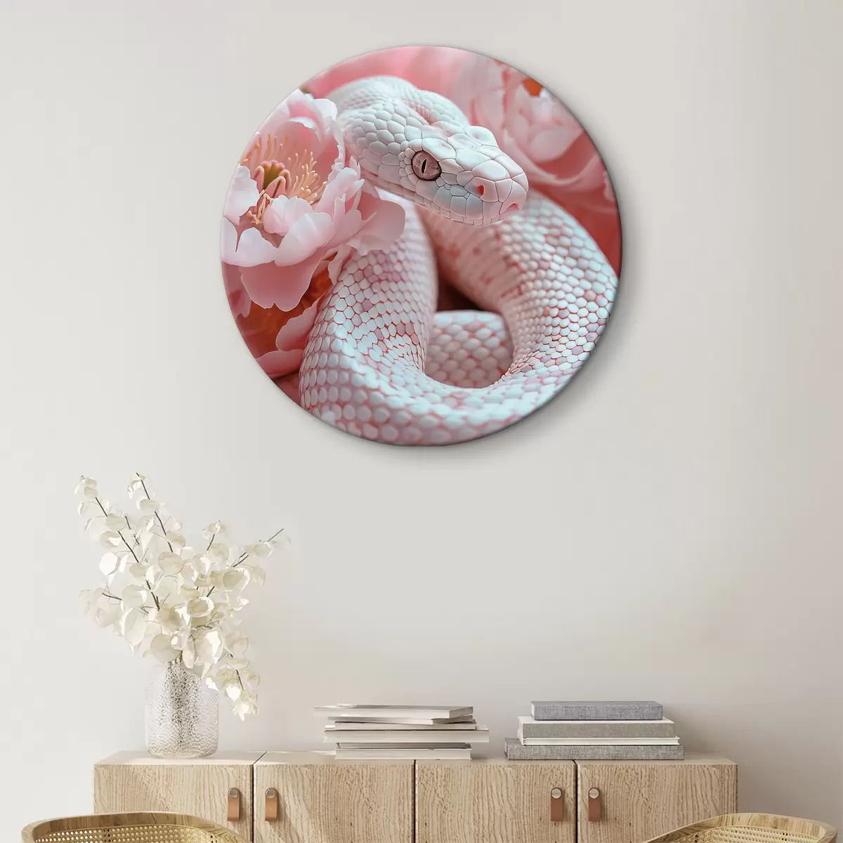 Quadri rotondi Fiori,serpente,rosa,rosa pallido r39944