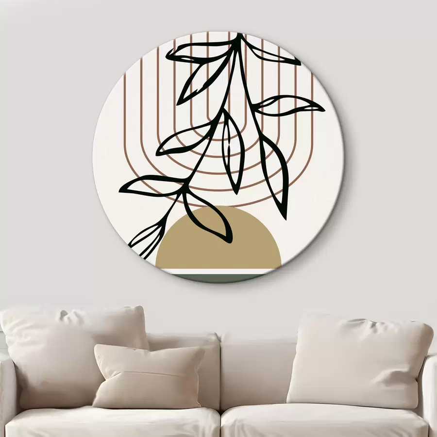 carta da parati Semicerchi geometrici con pianta astratta pendente e spirale nr. r36188